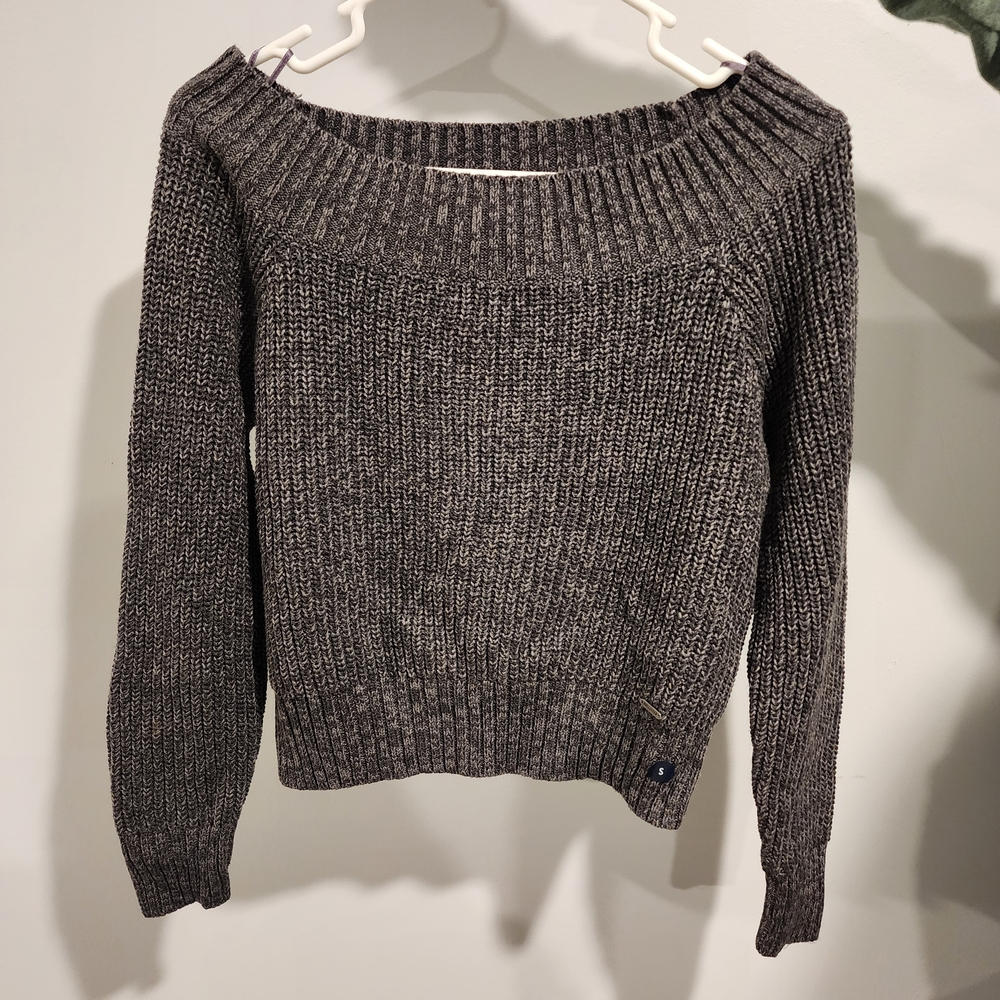 Hollister Gray Off-the-Shoulder Sweater